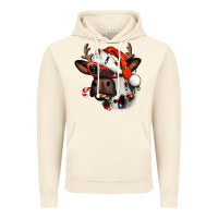 Vintage Artic Christmas cow with antlers Vintage Hoodie - Jasminsmagicworld