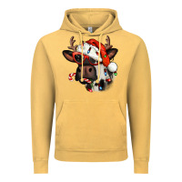 Vintage Mustard Christmas cow with antlers Vintage Hoodie - Jasminsmagicworld