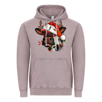 Vintage Zinc Christmas cow with antlers Vintage Hoodie - Jasminsmagicworld