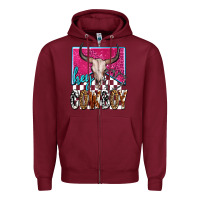 Burgundy western hey cowboy Zipper Hoodie - OliviaCreatesArt