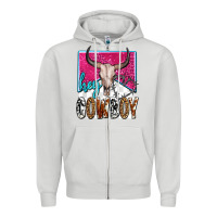 Dove Grey western hey cowboy Zipper Hoodie - OliviaCreatesArt