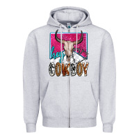 Heather Grey western hey cowboy Zipper Hoodie - OliviaCreatesArt