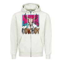 Oatmeal Heather western hey cowboy Zipper Hoodie - OliviaCreatesArt