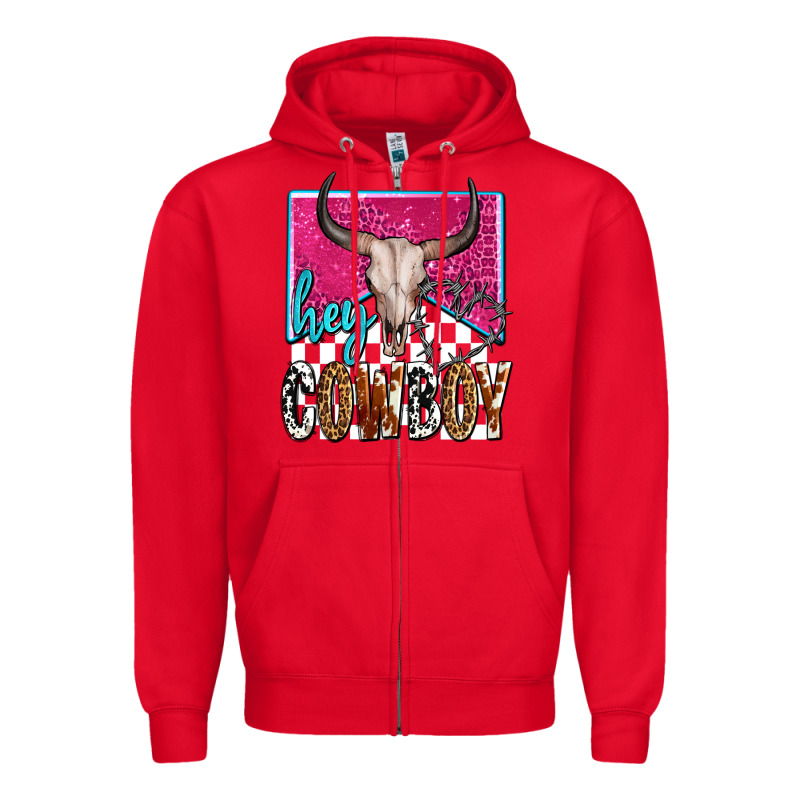 Western Hey Cowboy Zipper Hoodie by OliviaCreatesArt | Teevron