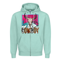 Seafoam western hey cowboy Zipper Hoodie - OliviaCreatesArt