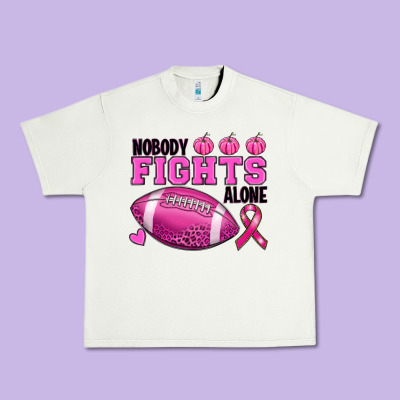 Nobody Fights Alone Breast Cancer Urban Heavy Tee Designed By Ranaportraitstore