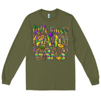 Army Green Little miss Mardi Gras Long Sleeve Tee - NancyCooperArtShop