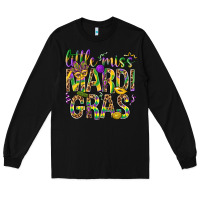Black Little miss Mardi Gras Long Sleeve Tee - NancyCooperArtShop
