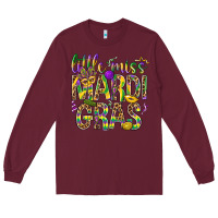 Burgundy Little miss Mardi Gras Long Sleeve Tee - NancyCooperArtShop