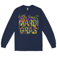 Navy Little miss Mardi Gras Long Sleeve Tee - NancyCooperArtShop