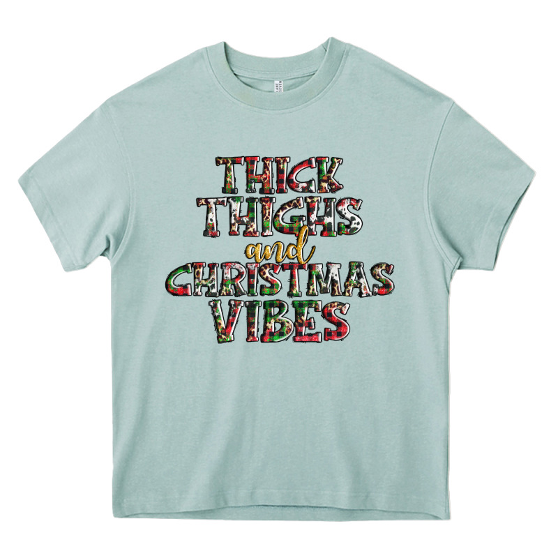 Thick Thighs And Christmas Vibes Heavy Core Tee by AdoDesignShop | Teevron