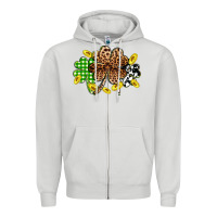 Dove Grey St. Patrick's Day shamrocks Zipper Hoodie - OliviaCreatesArt