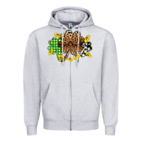 Heather Grey St. Patrick's Day shamrocks Zipper Hoodie - OliviaCreatesArt