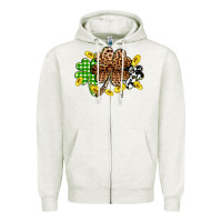 Oatmeal Heather St. Patrick's Day shamrocks Zipper Hoodie - OliviaCreatesArt