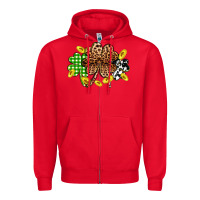 Red St. Patrick's Day shamrocks Zipper Hoodie - OliviaCreatesArt