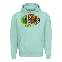 Seafoam St. Patrick's Day shamrocks Zipper Hoodie - OliviaCreatesArt