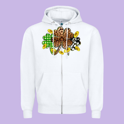 St. Patrick's Day Shamrocks Zipper Hoodie Designed By Oliviacreatesart
