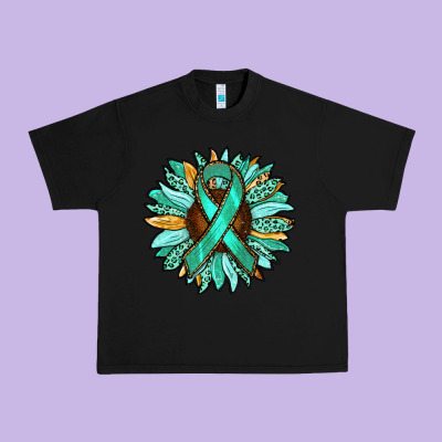 Ovarian Liver Cancer Awareness Sunflower Urban Heavy Tee Designed By Ranaportraitstore