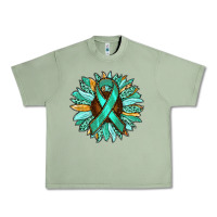 Oil Green Ovarian Liver Cancer Awareness Sunflower Urban Heavy Tee - RanaPortraitStore