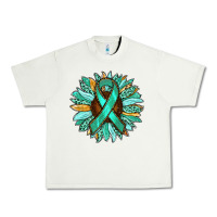 Pistachio Ovarian Liver Cancer Awareness Sunflower Urban Heavy Tee - RanaPortraitStore