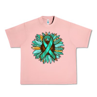 Salmon Ovarian Liver Cancer Awareness Sunflower Urban Heavy Tee - RanaPortraitStore