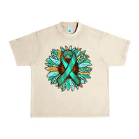 Sandshell Ovarian Liver Cancer Awareness Sunflower Urban Heavy Tee - RanaPortraitStore