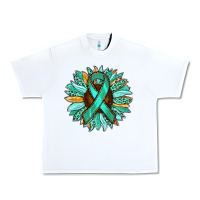 White Ovarian Liver Cancer Awareness Sunflower Urban Heavy Tee - RanaPortraitStore