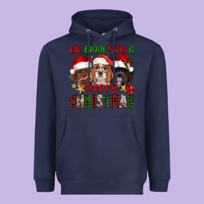We Woof You A Merry Christmas Heavyweight Hoodie Designed By Fadigitalartstudio