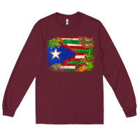 Burgundy Mexico and Puerto Rico flag Long Sleeve Tee - texasbilliewilder