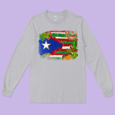 Mexico And Puerto Rico Flag Long Sleeve Tee Designed By Texasbilliewilder