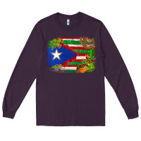 Plum Mexico and Puerto Rico flag Long Sleeve Tee - texasbilliewilder