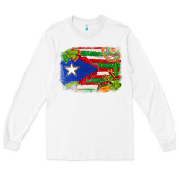 White Mexico and Puerto Rico flag Long Sleeve Tee - texasbilliewilder