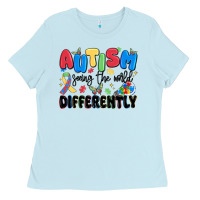 Baby Blue autism seeing the world differently Ladies Tee - MaliasSmallBusiness