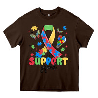 Chocolate Brown support squad autism Heavy Core Tee - MaliasSmallBusiness