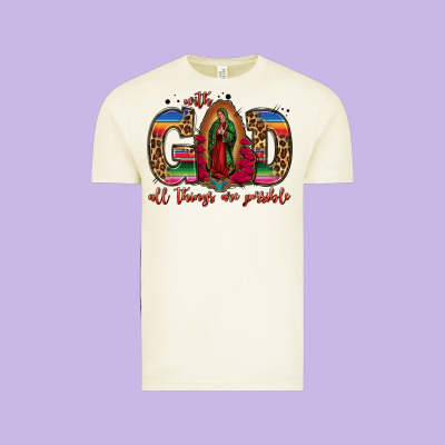 With God All Things Are Possible Lady Of Guadalupe Vintage Tee Designed By Jasminsmagicworld