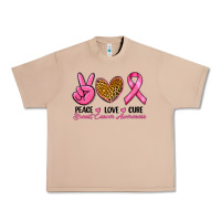 Burro Peace Love Cure Breast Cancer Urban Heavy Tee - RanaPortraitStore