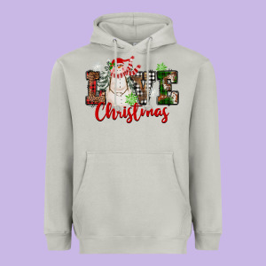 Love Christmas Snowman Heavyweight Hoodie Designed By Fadigitalartstudio