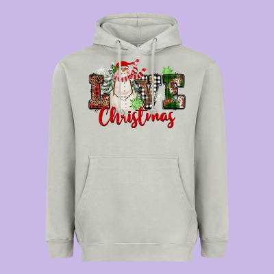 Love Christmas Snowman Heavyweight Hoodie Designed By Fadigitalartstudio