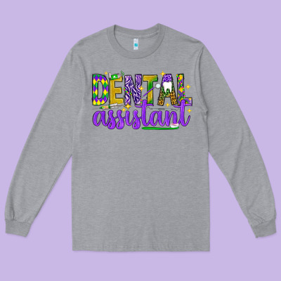Mardi Gras Dental Assistant Long Sleeve Tee Designed By Nancycooperartshop