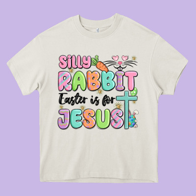 Silly Rabbit Easter Is For Jesus Heavy Core Tee Designed By Maliassmallbusiness