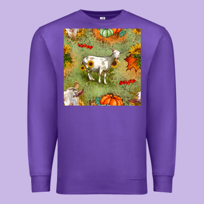 Fall Goats Seamless Pattern Premium Sweatshirt Designed By Bundleandbundleshop