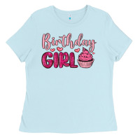 Baby Blue birthday girl cupcake Ladies Tee - MaliasSmallBusiness