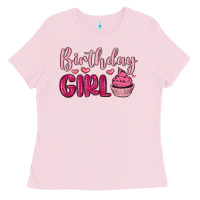 Bubblegum Pink birthday girl cupcake Ladies Tee - MaliasSmallBusiness