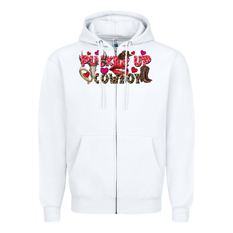 Pucker Up Cowboy Valentine's Day Zipper Hoodie by FaDigitalArtStudio | Teevron