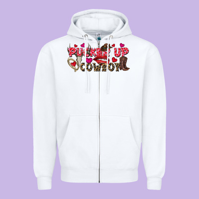 Pucker Up Cowboy Valentine's Day Zipper Hoodie Designed By Fadigitalartstudio
