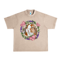 French Oak Bunny Face With Floral Wreath Urban Heavy Tee - RanaPortraitStore