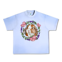 Grape Ice Bunny Face With Floral Wreath Urban Heavy Tee - RanaPortraitStore