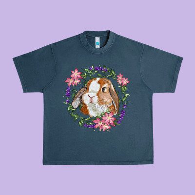 Bunny Face With Floral Wreath Urban Heavy Tee Designed By Ranaportraitstore