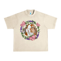 Sandshell Bunny Face With Floral Wreath Urban Heavy Tee - RanaPortraitStore
