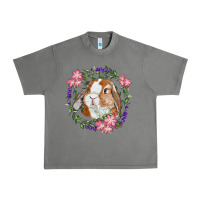 Tornado Bunny Face With Floral Wreath Urban Heavy Tee - RanaPortraitStore